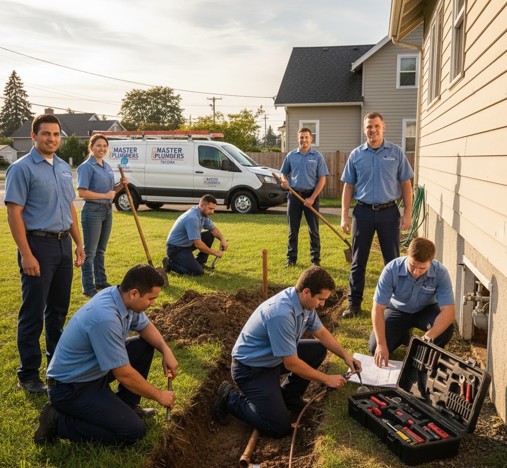 Professional plumber working on pipes in Tacoma